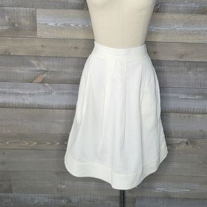 DIANE von FURSTENBERG Textured Off-White Knee Length A-Line Mini Skirt